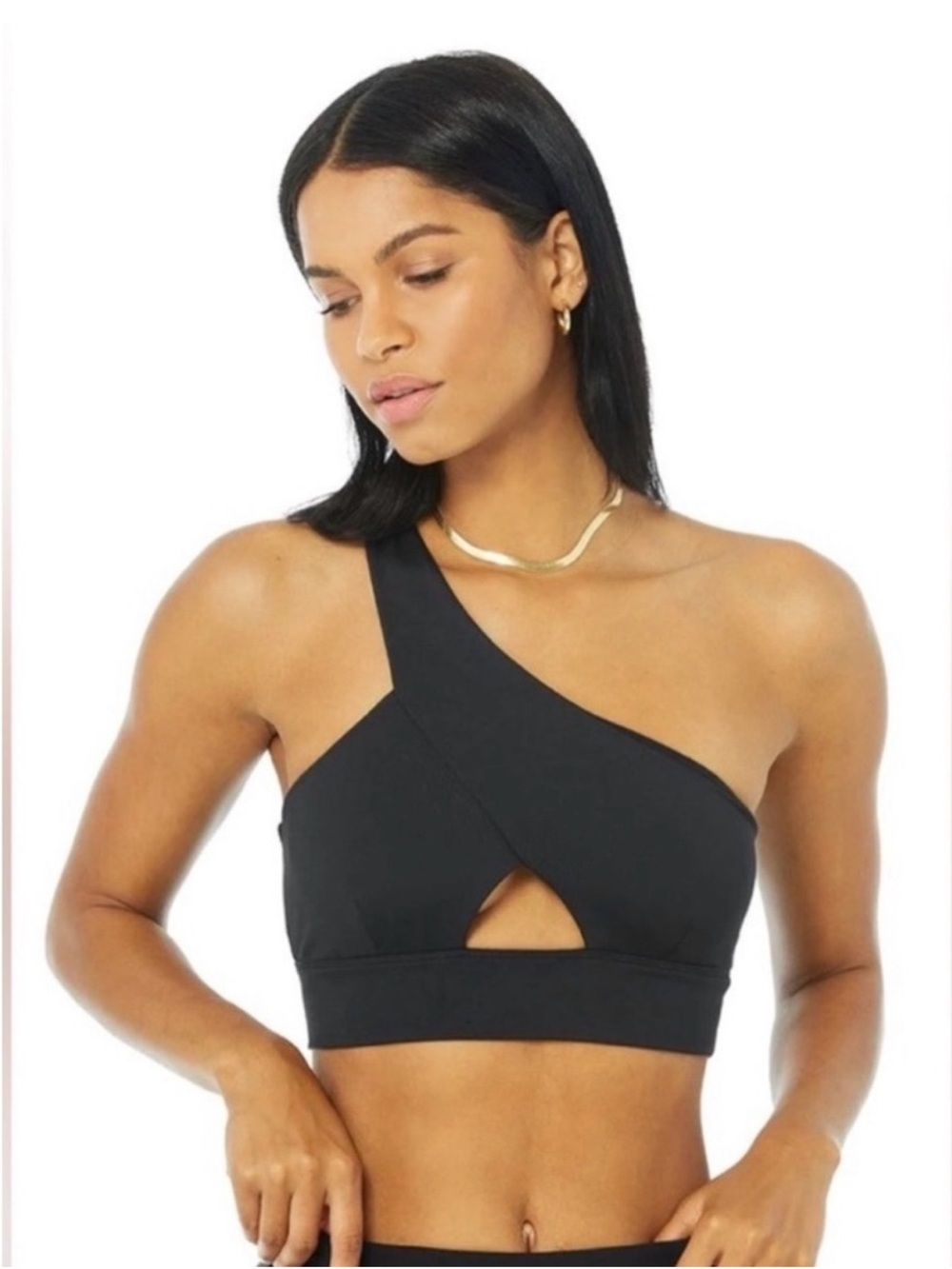 Alo Yoga One-Shoulder Black Cutout Sports Bra